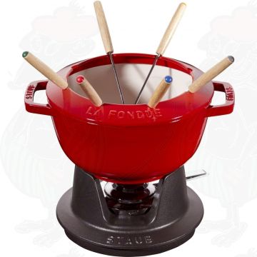 Staub fondue set - Cherry red - 20cm