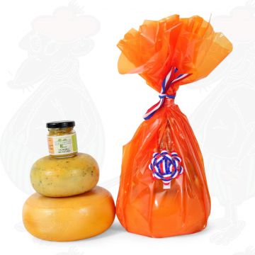Boerenkaasjes en mosterd geschenk - oranje
