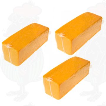 3 X Rød Cheddar ost - Mild - Blok | Tilsammen 7,5 kilo