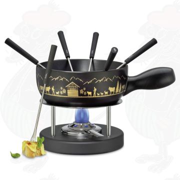 Spring Ostefonduesæt MONTANA sort/guld 22 cm