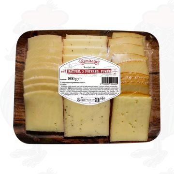 Naturel * 3 Pebermix * Røget | Raclette Ost i Skiver | 800g